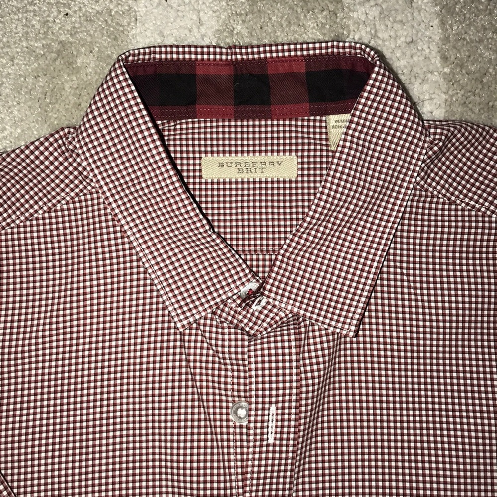 Burgundy Brit Burberry button down shirt